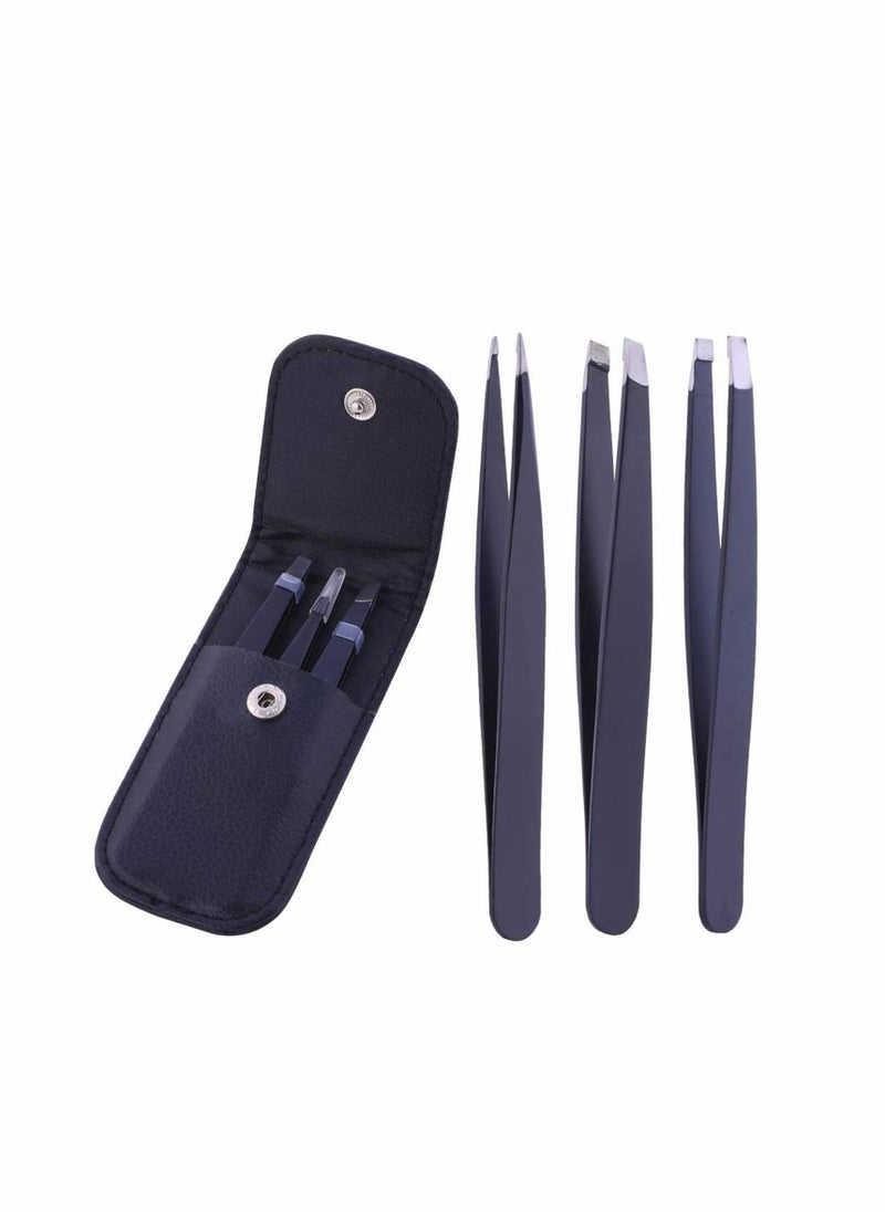 SYOSI CharmCollectio Eyebrow Tweezers Set - 3 Piece Professional Stainless Steel Precision Tweezer for Eyebrows Plucking, Ingrown Hair Remover, Daily Beauty Tool for Women and Men  - Image 1