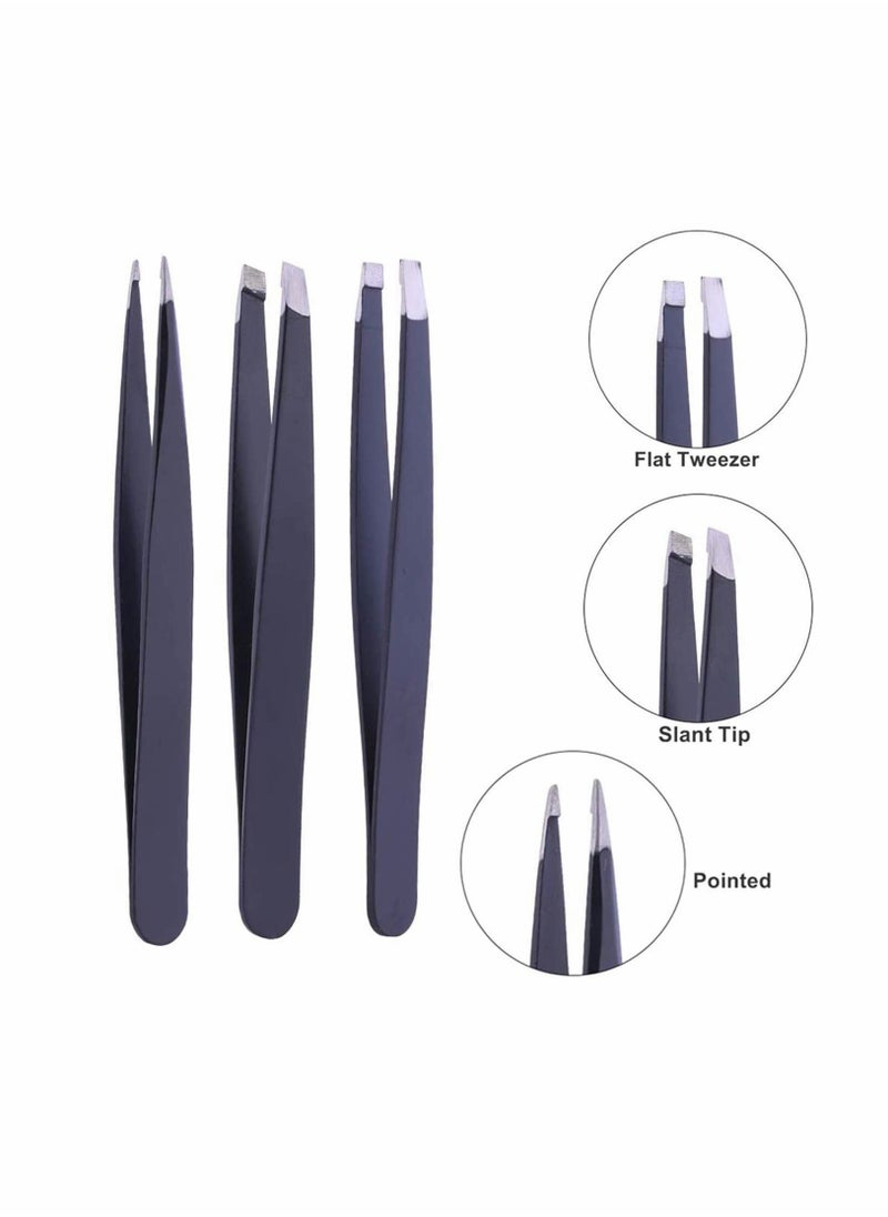 SYOSI CharmCollectio Eyebrow Tweezers Set - 3 Piece Professional Stainless Steel Precision Tweezer for Eyebrows Plucking, Ingrown Hair Remover, Daily Beauty Tool for Women and Men  - Image 2