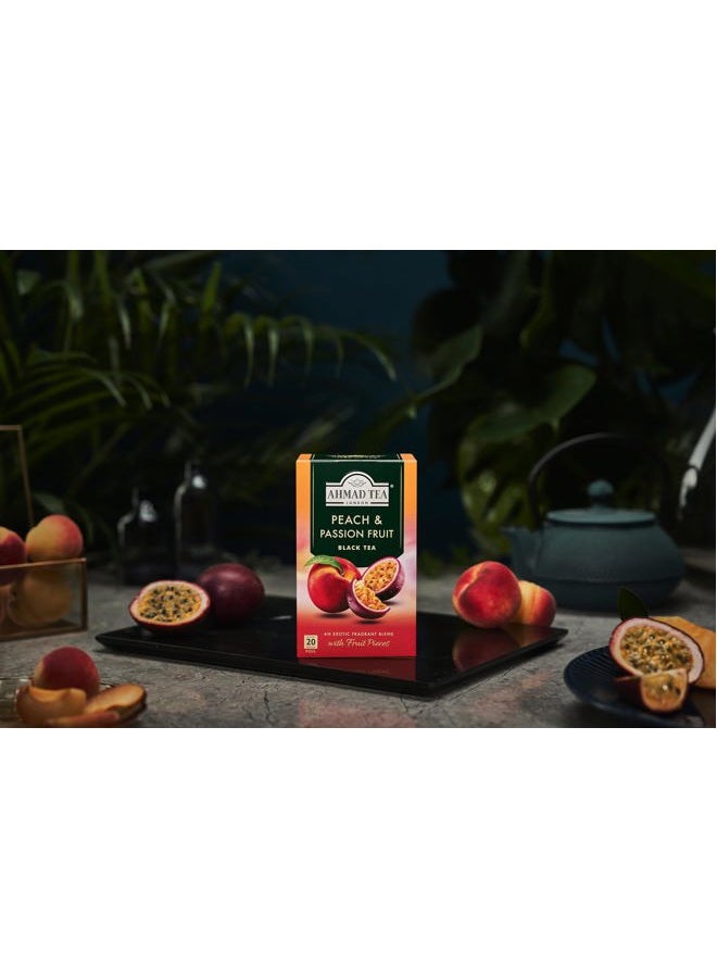 Ahmad Tea Black Tea, Peach & Passion Fruit Teabags, 20 ct (Pack of 1) - Caffeinated & Sugar-Free  - Image 3