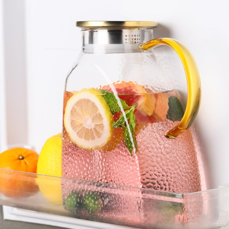 Bincoo BINCOO Fridge Door Glass Pitcher with Lid18 Liter60oz Glass Carafe for Juice and Iced Tea Water Jug For Fridge Water Jug for Cold or Hot Beverage Easy Clean Heat Resistant 