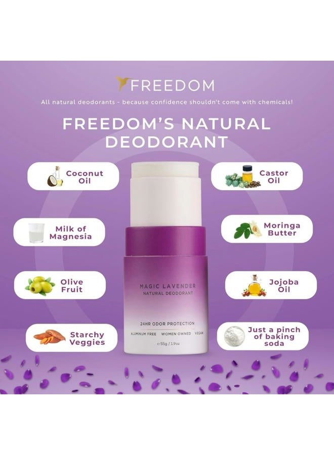 Freedom All Natural & Aluminum-free Deodorant for Women with 24-Hour Odor Protection in Eco-friendly Packaging - Made with Organic Essential Oils - Magic Lavender Deodorant - Image 3