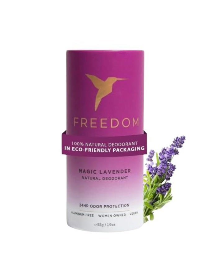 Freedom All Natural & Aluminum-free Deodorant for Women with 24-Hour Odor Protection in Eco-friendly Packaging - Made with Organic Essential Oils - Magic Lavender Deodorant - Image 1