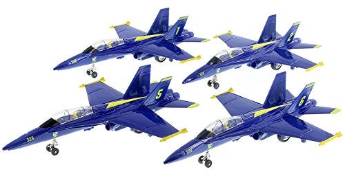 Playmaker Toys  United States Navy Blue Angels FA18 Super Hornet Fighter Jet 9 Inch Die Cast Metal Model Toy with Pullback Action Complete 6 Set - Image 1