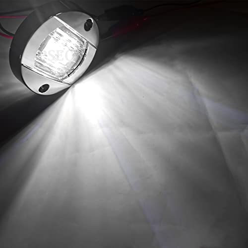 PSEQT 4Pcs Marine Boat Interior Lights, 12V LED Boat Deck Courtesy Light 3'' Round White 6 LED Stern Transom Anchor Light Waterproof Night Fishing Pontoon Lights Surface mount - Image 2