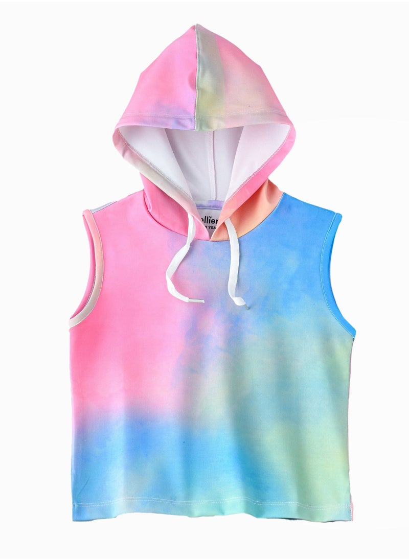 Jelliene Girls Tie-Dye Sleeveless Hoodie  - Image 1