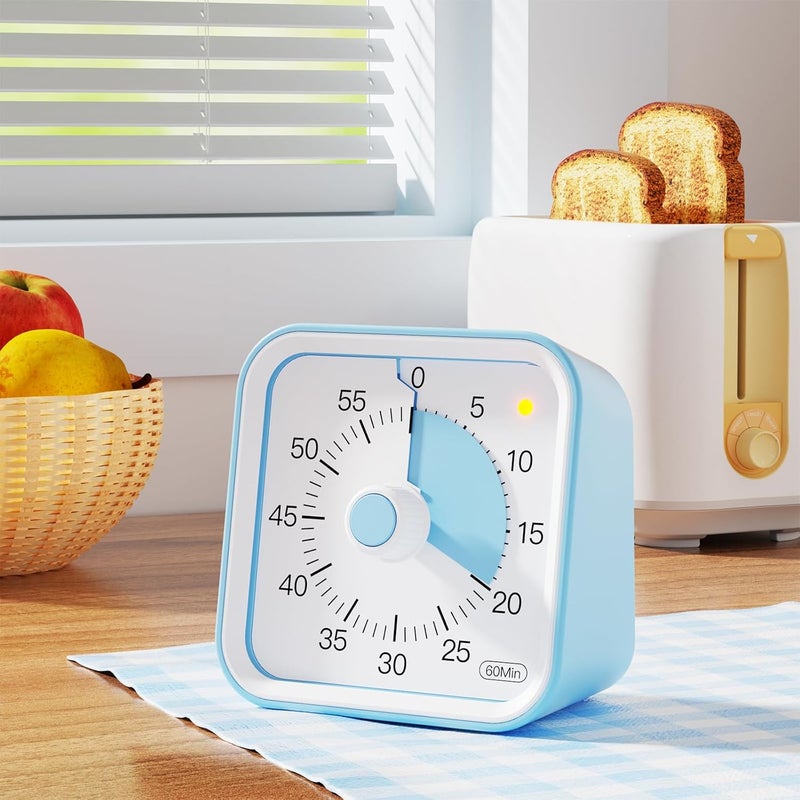 InfPokid Visual Timer with Pause Function for Kids and Adults, Productivity Timer for Study, Teaching, Kitchen Cooking, Office Meetings, Time Management for ADHD (Blue) - Image 2