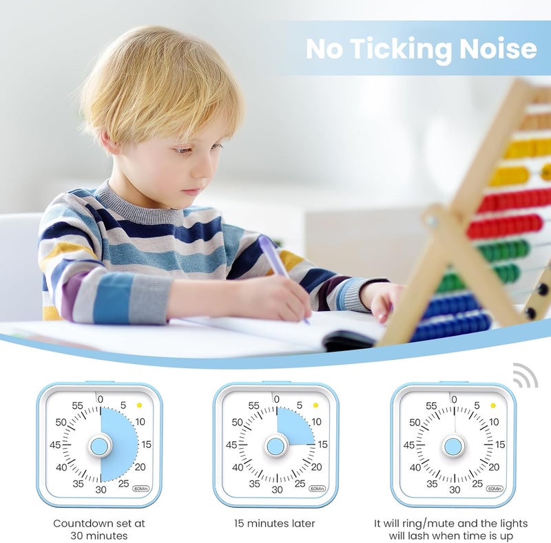 InfPokid Visual Timer with Pause Function for Kids and Adults, Productivity Timer for Study, Teaching, Kitchen Cooking, Office Meetings, Time Management for ADHD (Blue) - Image 5