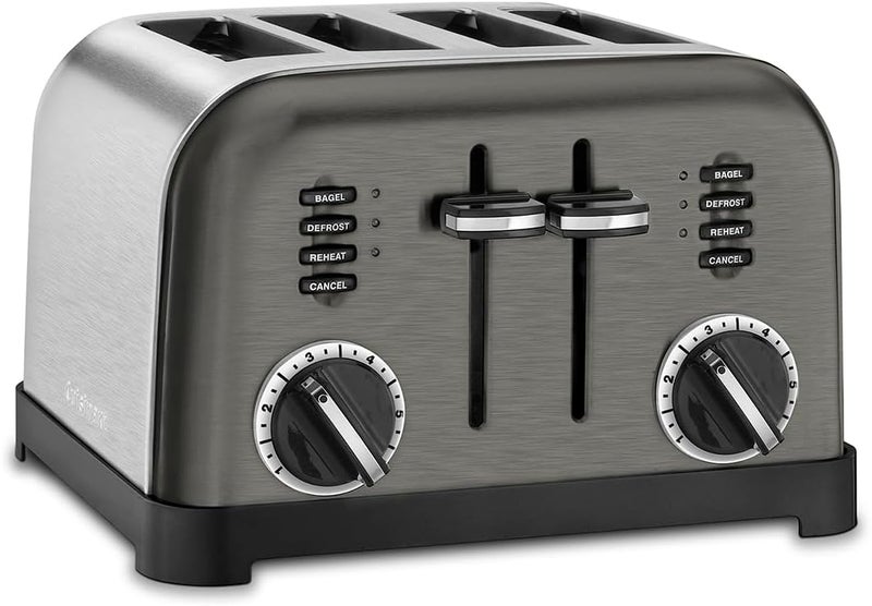 Cuisinart محماص كلاسيكي 4 شريحة CPT-180BKS، أسود/فولاذ مقاوم للصدأ - Image 1