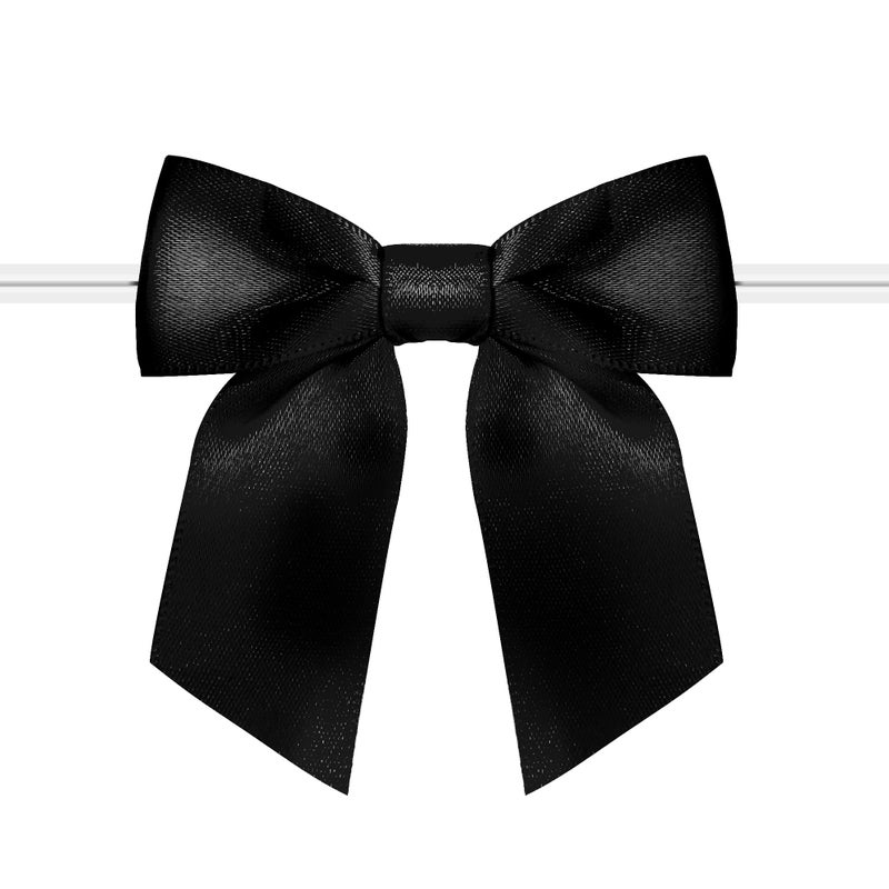 Rainbow Pana 120 Pack Twist Tie Bows for Treat Bags 3 Small Black Satin Ribbon Bows for Package Craft Gift Wrapping Decoration from Rainbow Pana