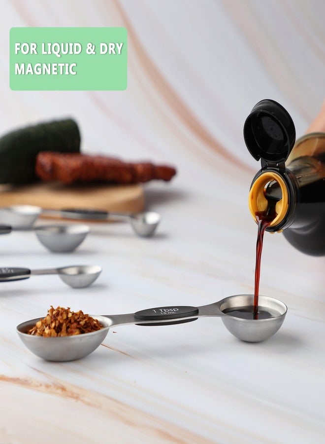 CHAMTILE Magnetic Measuring Spoons Set of 9 Stainless Steel Dual Sided Stackable Teaspoon Tablespoon Nesting Measuring Spoon for Measuring Dry and Liquid Ingredients Fits in Spice Jar - Image 2
