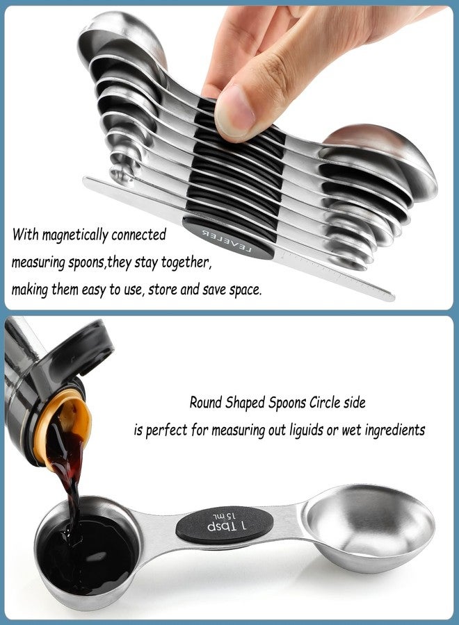 CHAMTILE Magnetic Measuring Spoons Set of 9 Stainless Steel Dual Sided Stackable Teaspoon Tablespoon Nesting Measuring Spoon for Measuring Dry and Liquid Ingredients Fits in Spice Jar - Image 4