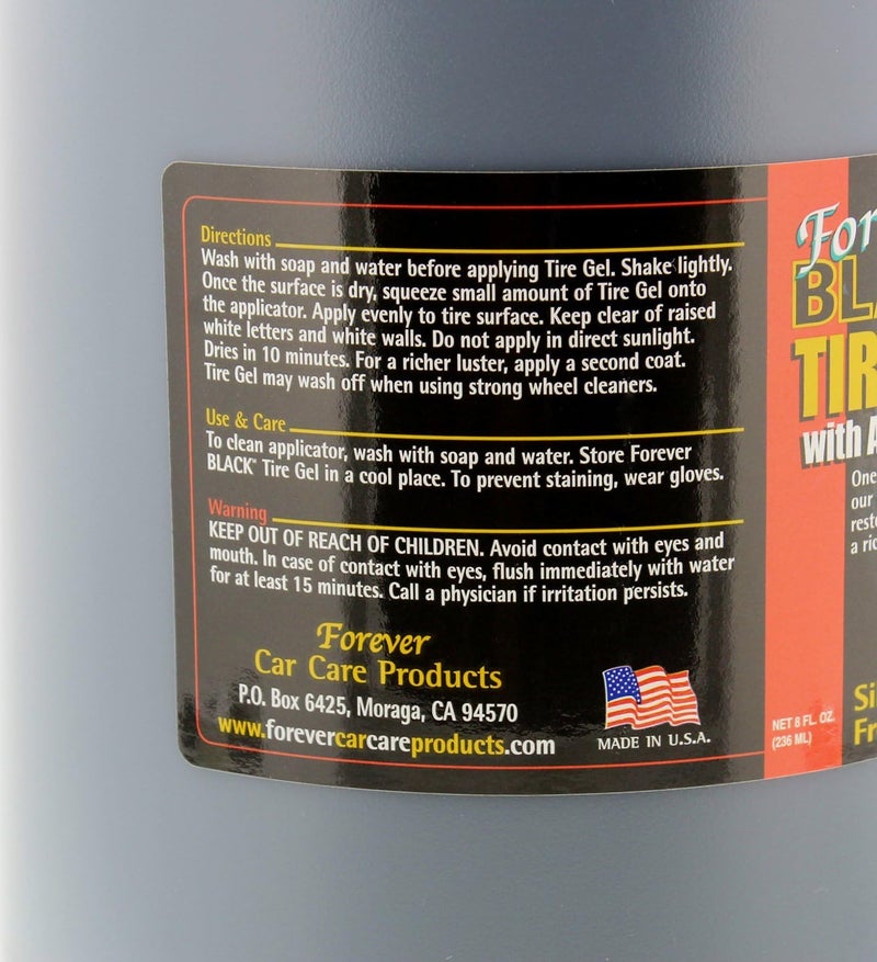 Forever BLACK Tire Gel Gallon with Dispensing Pump and 2 Foam Applicators - Image 4