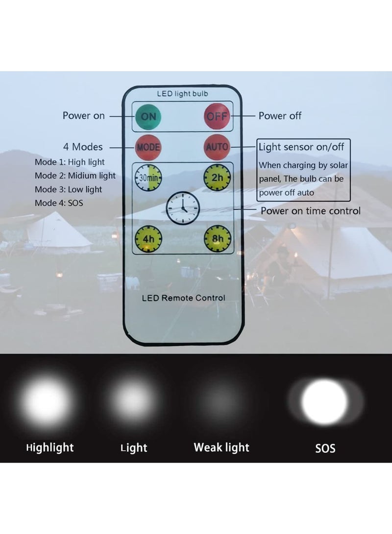 SYOSI Solar Light Bulb Remote Control, 350LM Portable Outdoor Solar Powered Lamp LED Lighting for Camp Tent Night Fishing Emergency Lights Flash (Pack of 2+Remote Control) - Image 3