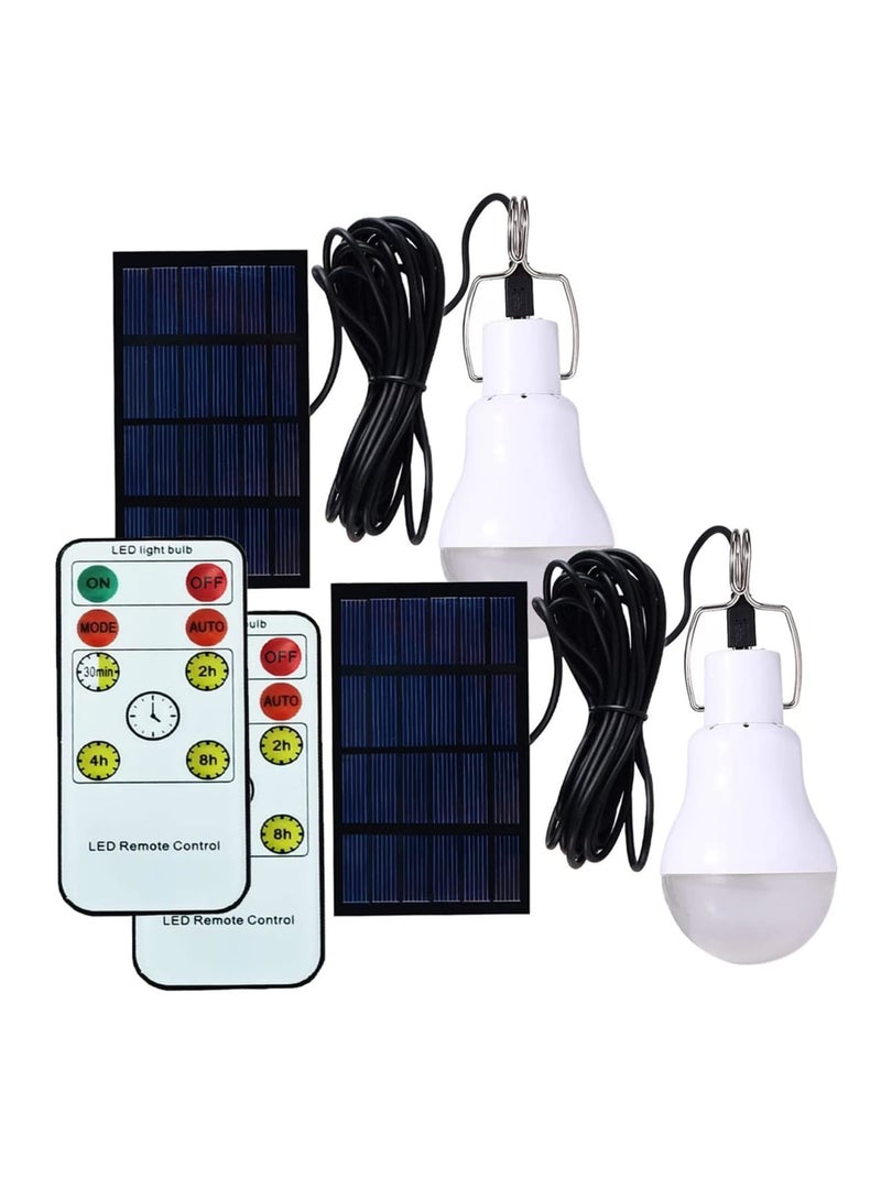 SYOSI Solar Light Bulb Remote Control, 350LM Portable Outdoor Solar Powered Lamp LED Lighting for Camp Tent Night Fishing Emergency Lights Flash (Pack of 2+Remote Control) - Image 1