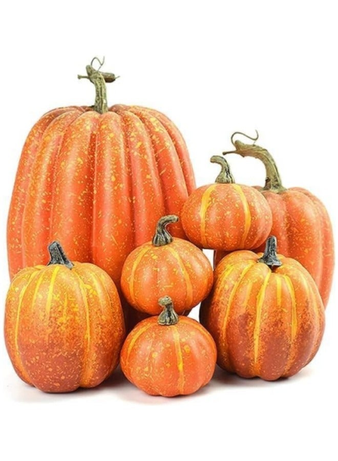 GGEROU Thanksgiving Artificial Pumpkins Set,8 Pcs Mini Realistic Artificial Pumpkins Fall Harvest Lifelike Pumpkins - Image 1
