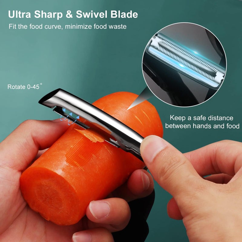 SUCCFLY Vegetable Peeler Stainless Steel，Ultra Sharp Potato Peelers for Kitchen, Premium Veggie Fruit Peeler, Carrot Peeler, Rotary Serrated Blade, Thickened Non-Slip Ergonomic Handle(5-year warranty) - Image 5