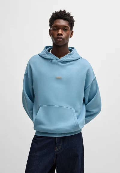 HUGO Cotton-terry loose-fit hoodie with logo details