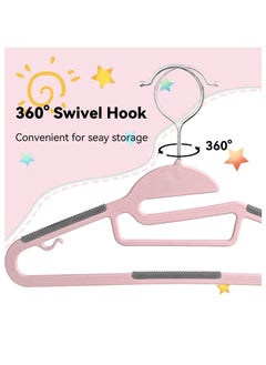 Red Dot Gift 50 Pack of Non-Slip Kids Hangers, Plastic Hangers, S-Slide 12″ (30cm) with 360° Swivel Hook Space Saving for Children Closet.  - Image 3