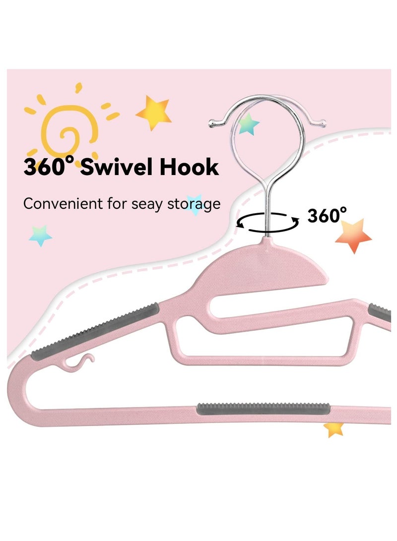 Red Dot Gift 50 Pack of Non-Slip Kids Hangers, Plastic Hangers, S-Slide 12″ (30cm) with 360° Swivel Hook Space Saving for Children Closet.  - Image 3