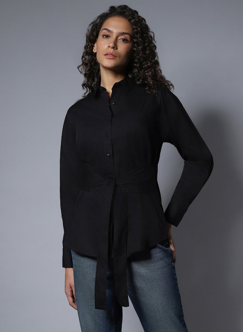 HIGH STAR Solid Boxy Longline Shirts for Women  - Image 1