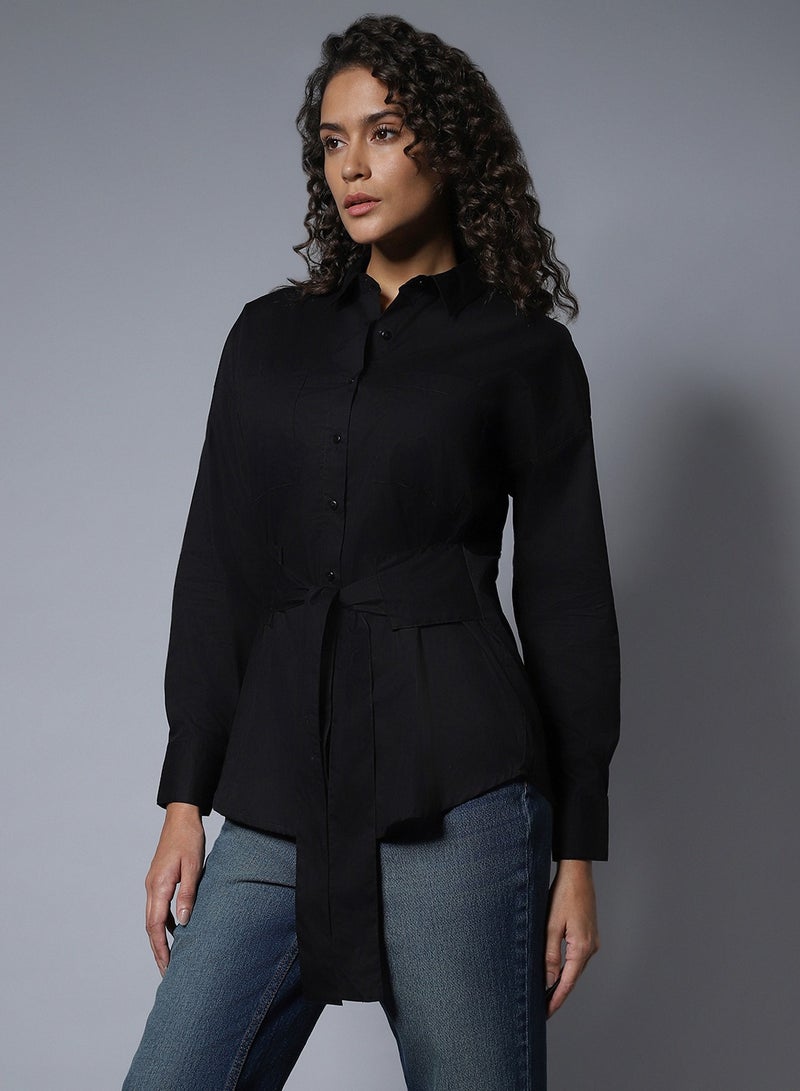 HIGH STAR Solid Boxy Longline Shirts for Women  - Image 2