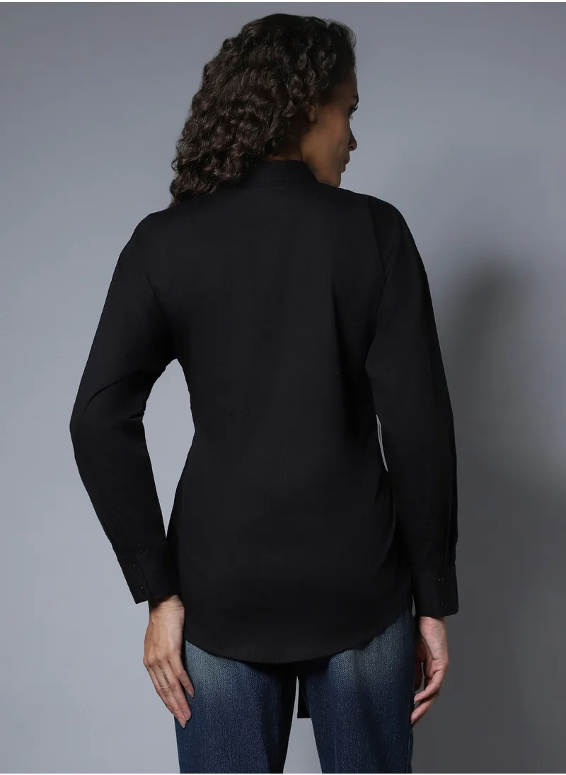HIGH STAR Solid Boxy Longline Shirts for Women