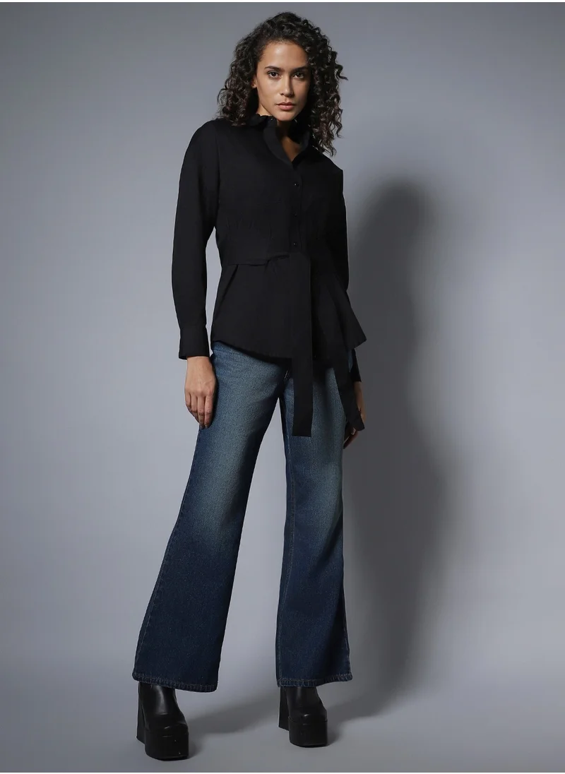 HIGH STAR Solid Boxy Longline Shirts for Women