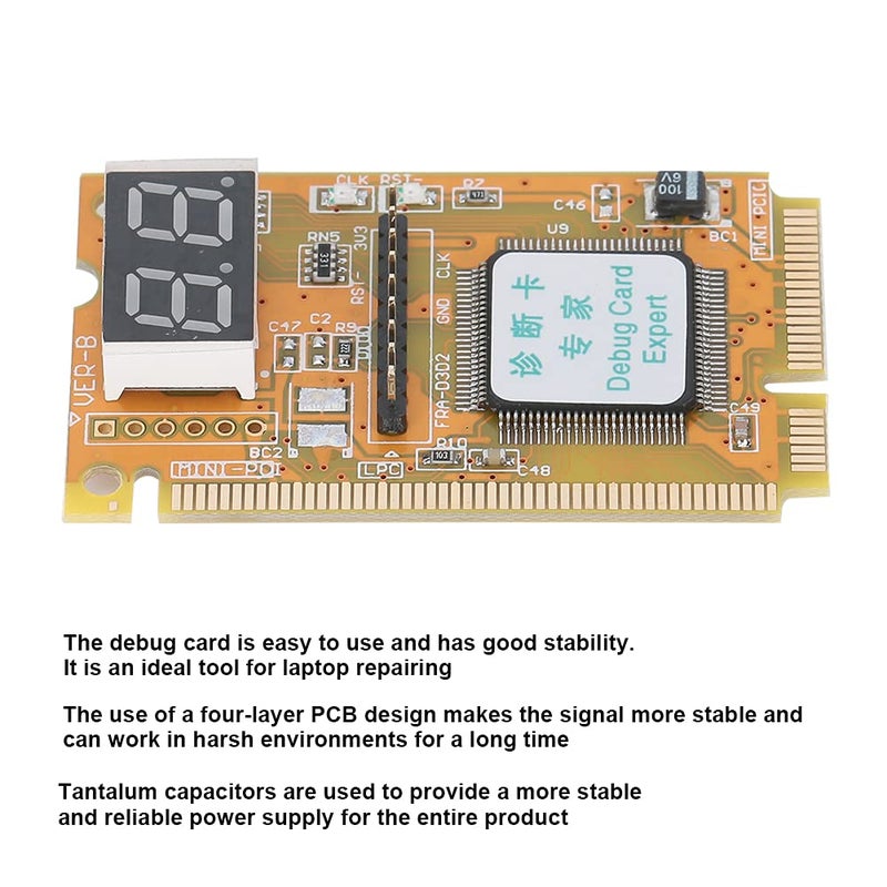 Yellow ABS 3 in 1 Type C Debug Card Laptop Diagnostic Card with Mini PCI E LPC Interface for Motherboard Testing - Image 4