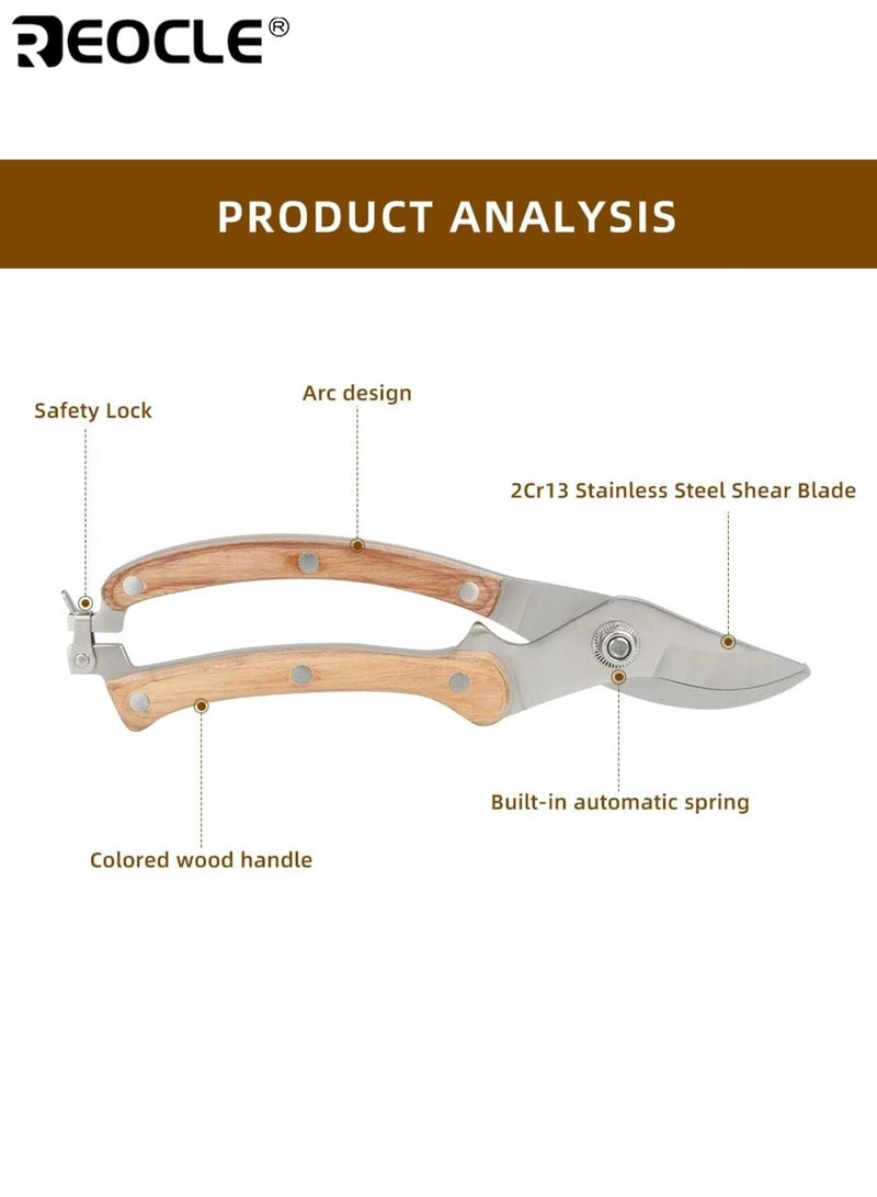 ريوكل المقصات الخشب مقبض حديقة القص كيت نبات التقليم مقص حديقة القاطع زهرة مقصات اليد شجرة القص السيكاتير قص القص للبستنة أدوات البستنة المريحة هدية البستانيين - Image 2