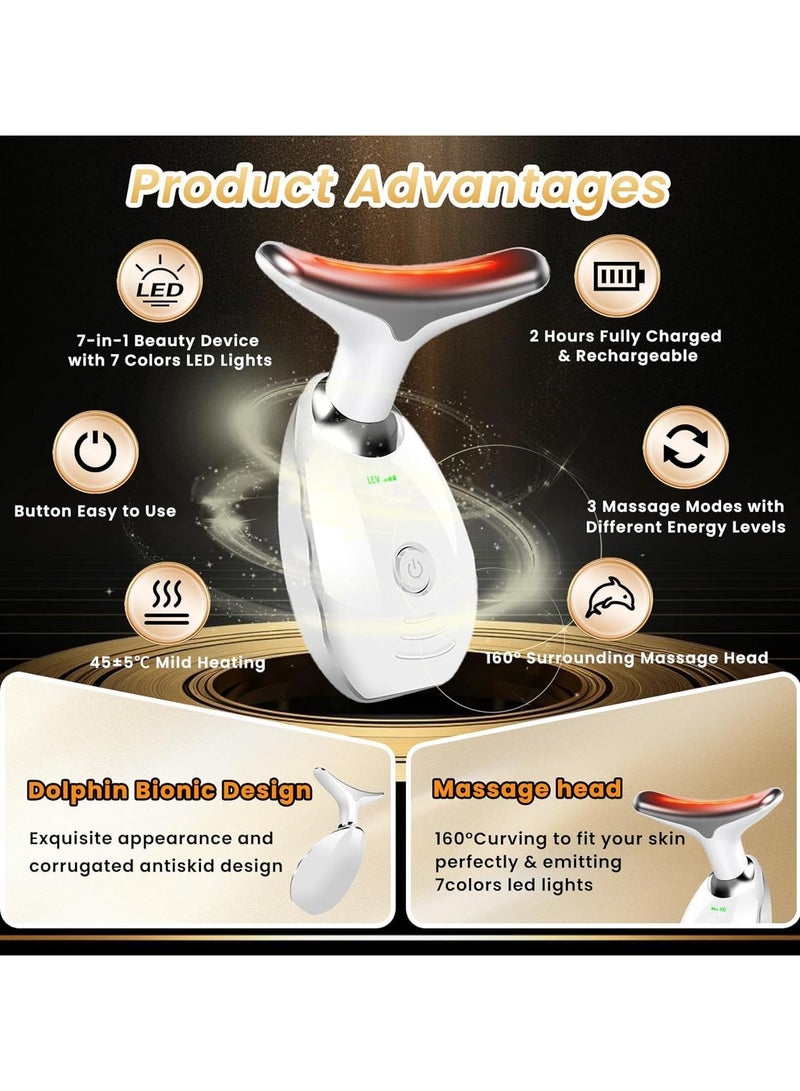 RATSAW Electric Face Massager, Portable High Frequency Heating Massage Face Lifting, 3 Modes and 7 Color Lights Beauty Device,45℃ Beauty Skin Care Tool,SkinTightening and Lifting, EMS Face Massage - Image 2