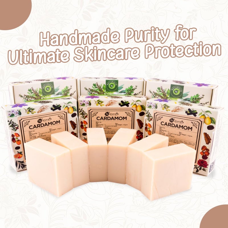 Naturalis Cardamom Oil Soap Handmade ColdPressed Soap with Organic Cardamom Free from Harsh Chemicals Deep Cleansing Hydration and Refreshing Aroma 100g Each Pack of 2 - Image 5