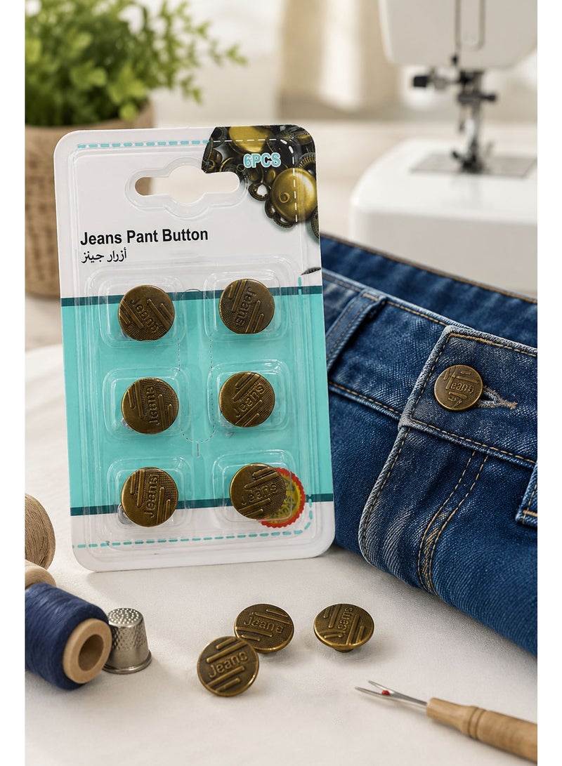 6 PCS Jeans Pant Buttons – Premium Metal Replacement Buttons for Jeans, Trousers, Denim Pants & Jackets, Antique Bronze Finish, Strong & Durable - Image 4