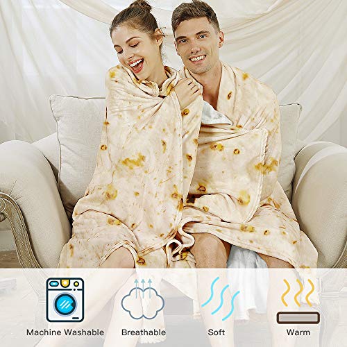Admitrack Tortilla Envelop Blanket, Burritos Round Envelop, Funny Realistic Food Round Blanket, Novelty Burritos Throw for Adults & Kids (Double Sided) - Image 4