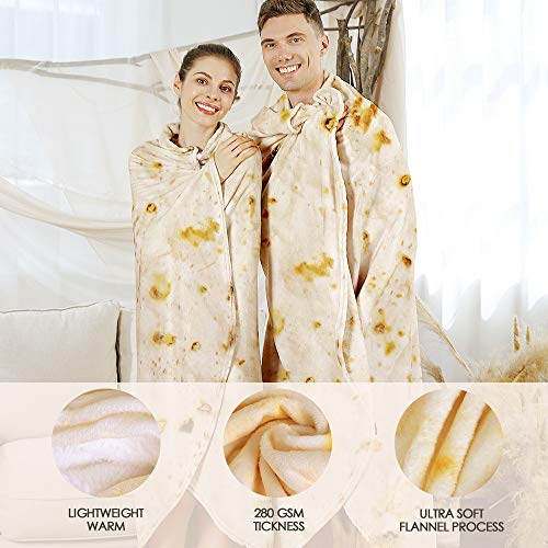 Admitrack Tortilla Envelop Blanket, Burritos Round Envelop, Funny Realistic Food Round Blanket, Novelty Burritos Throw for Adults & Kids (Double Sided) - Image 3