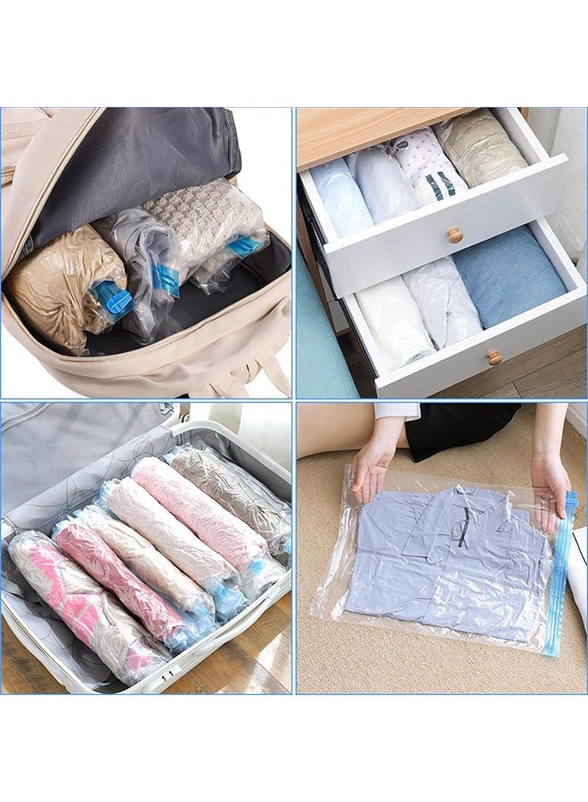 12 Pack Travel Compression Bags, Vacuum Storage Bags, 35X50cm Reusable Roll Up Compression Bags, Space Saving Storage Packing Bags for Suitcases,  for Luggage, Suitcase, Backpack, No Tools or Vacuum Needed, Travel Accessories  - Image 5