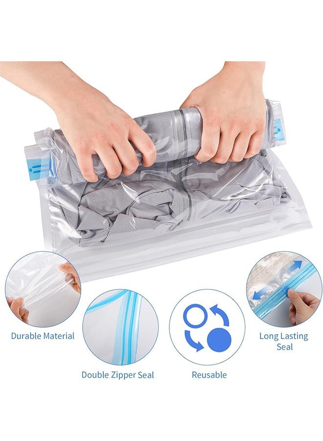 12 Pack Travel Compression Bags, Vacuum Storage Bags, 35X50cm Reusable Roll Up Compression Bags, Space Saving Storage Packing Bags for Suitcases,  for Luggage, Suitcase, Backpack, No Tools or Vacuum Needed, Travel Accessories  - Image 2