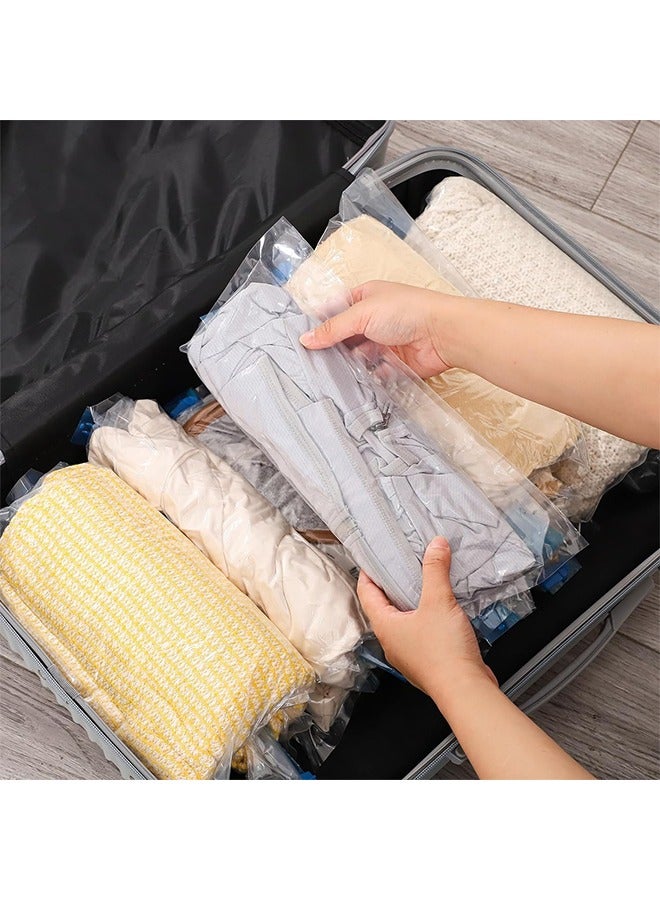 12 Pack Travel Compression Bags, Vacuum Storage Bags, 35X50cm Reusable Roll Up Compression Bags, Space Saving Storage Packing Bags for Suitcases,  for Luggage, Suitcase, Backpack, No Tools or Vacuum Needed, Travel Accessories  - Image 4