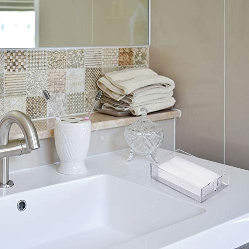 BOAO Acrylic Cocktail Napkin Holder for Table Clear Beverage Napkin Holder Square Rectangle for Dinner Kitchen Bathroom Restaurant Bar 2 Pieces 5 x 5 Inch 9 x 55 Inch - Image 5