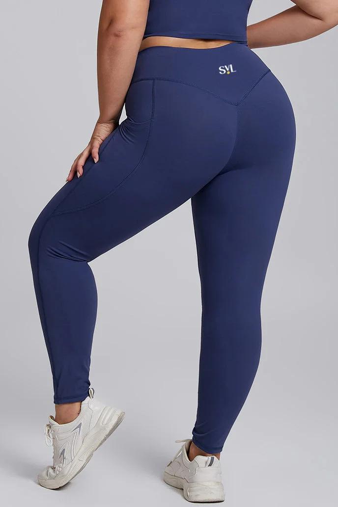 SVL Dark Blue Women's Sports Leggings with Pockets - Dark Blue - SVL for Women | Best Price UAE