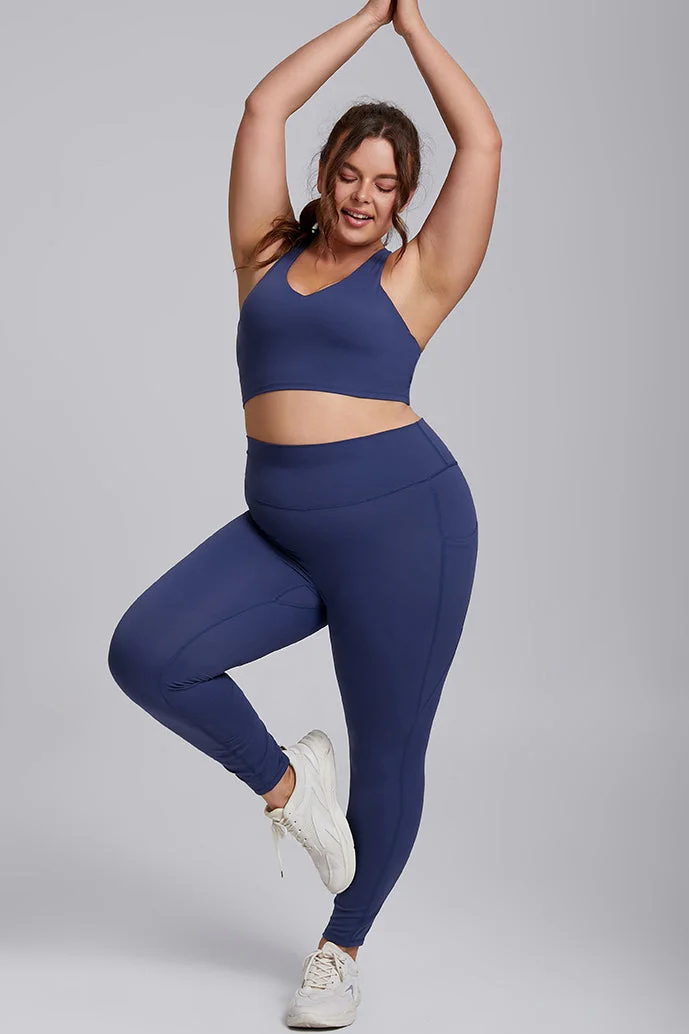 SVL Dark Blue Women's Sports Leggings with Pockets - Dark Blue - SVL for Women | Best Price UAE