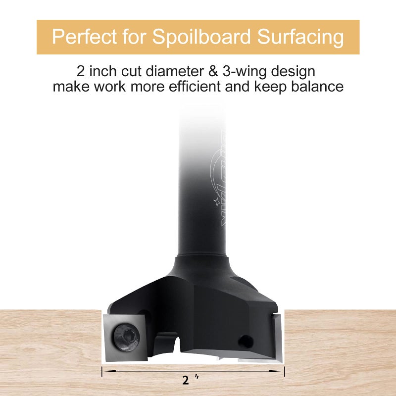 BINSTAK CNC Spoilboard Surfacing Router Bit, 1/2" Shank 2" Cutting Diameter, Insert Carbide Slab Flattening Router Bit Planing Bit Wood Planer Bit by BINSTAK - Image 4