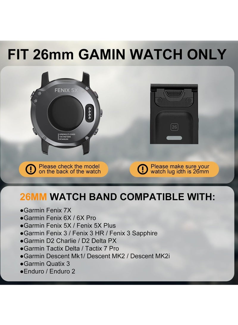 Y&D 26mm Camo Watch Band for Garmin Fenix 5X /Fenix 6X 7X/Tactix Delta/Fenix 3/3 HR,Soft Waterproof Sport Quickfit Bands Pro/5X Plus  - Image 3