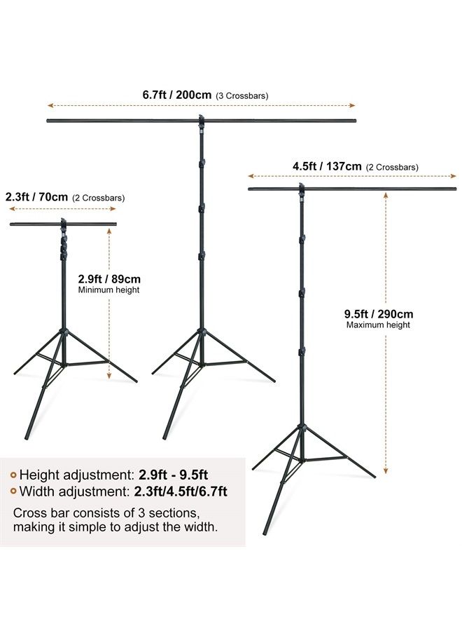 Lincostore T-Shape Portable Background Backdrop Support Stand Kit 6.7ft Wide 9.5ft Tall Adjustable Photo Backdrop Stand with 3 Clamps - Image 4