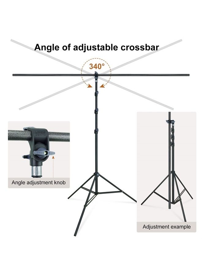 Lincostore T-Shape Portable Background Backdrop Support Stand Kit 6.7ft Wide 9.5ft Tall Adjustable Photo Backdrop Stand with 3 Clamps - Image 3
