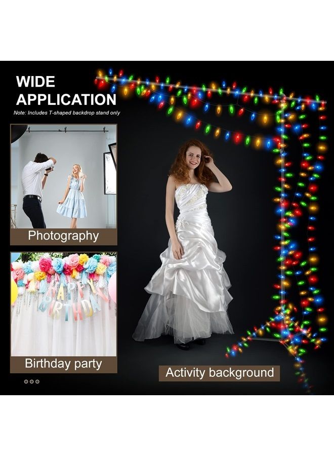 Lincostore T-Shape Portable Background Backdrop Support Stand Kit 6.7ft Wide 9.5ft Tall Adjustable Photo Backdrop Stand with 3 Clamps - Image 5