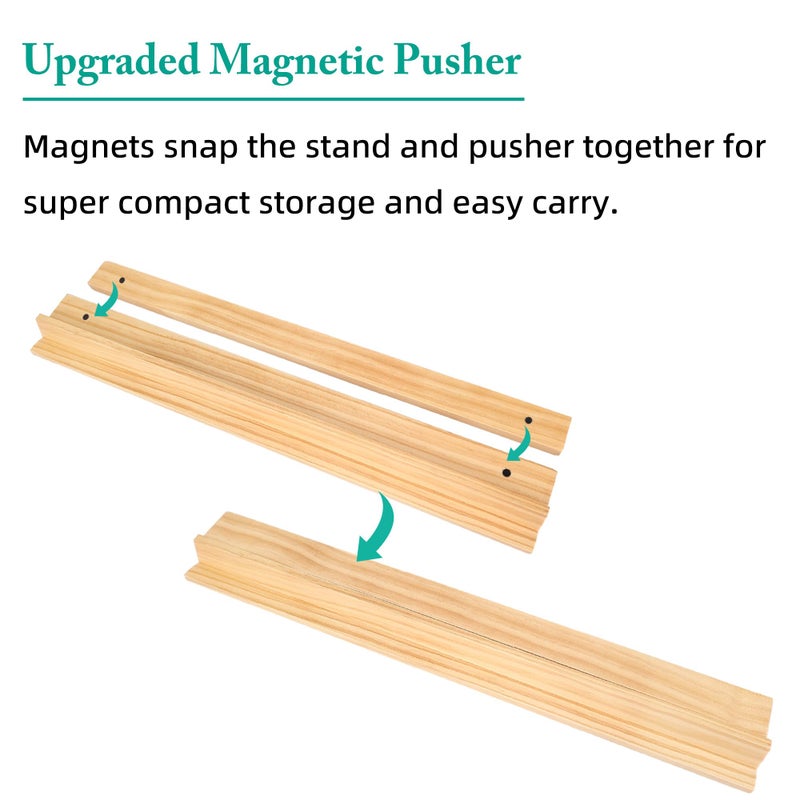 Offelec Upgraded Mahjong Racks with Pushers, Set of 4 Trays for American Mahjong Games, Wooden Holders for Mahjong, Dominoes & Mexican Train Game Nights (Includes Magnetically Attached Mahjong Pushers) - Image 4