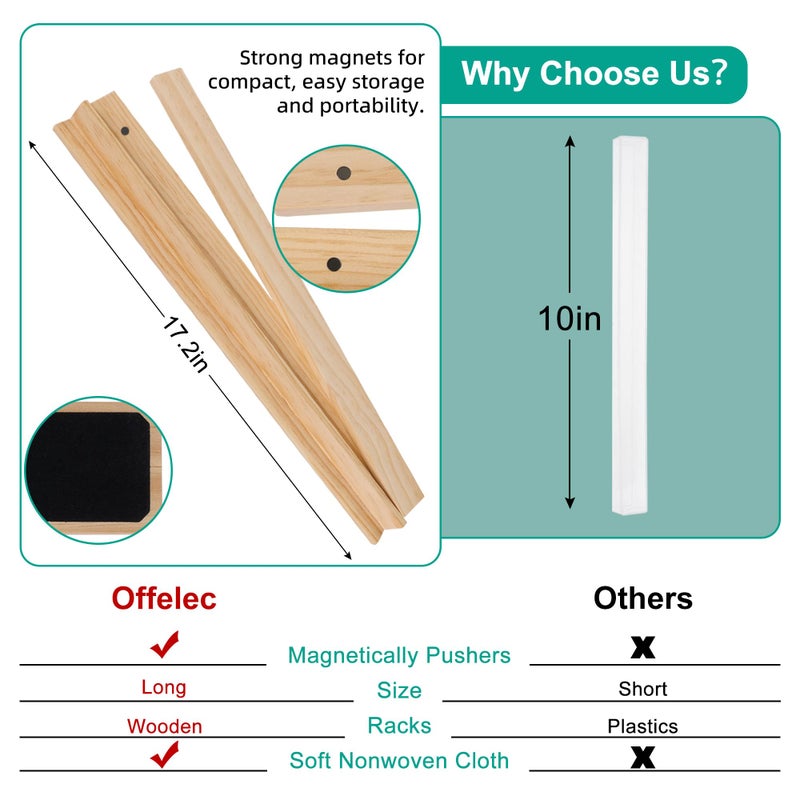 Offelec Upgraded Mahjong Racks with Pushers, Set of 4 Trays for American Mahjong Games, Wooden Holders for Mahjong, Dominoes & Mexican Train Game Nights (Includes Magnetically Attached Mahjong Pushers) - Image 2
