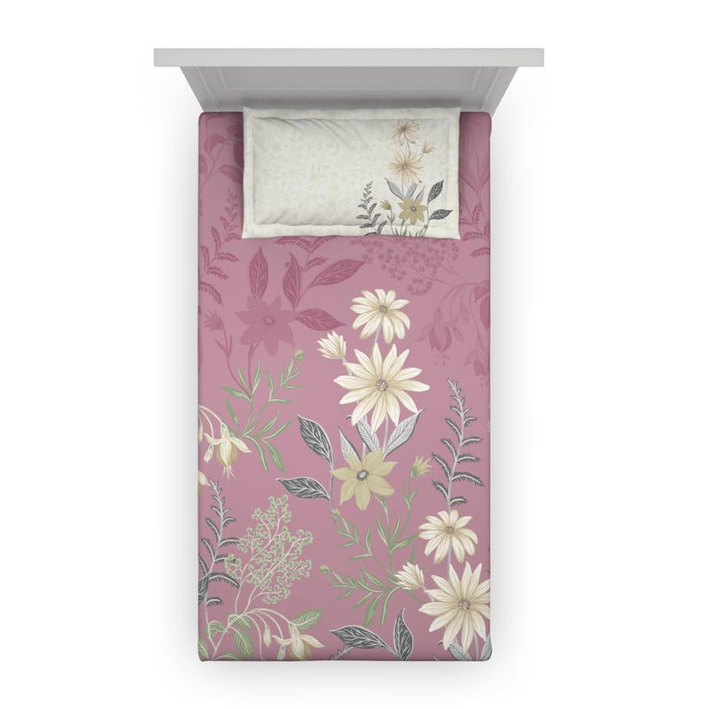 DDECOR Live beautiful DDecor Pack of 1 Cotton Single 150 TC Bedsheet with 1 Pillow Cover Pink  - Image 3