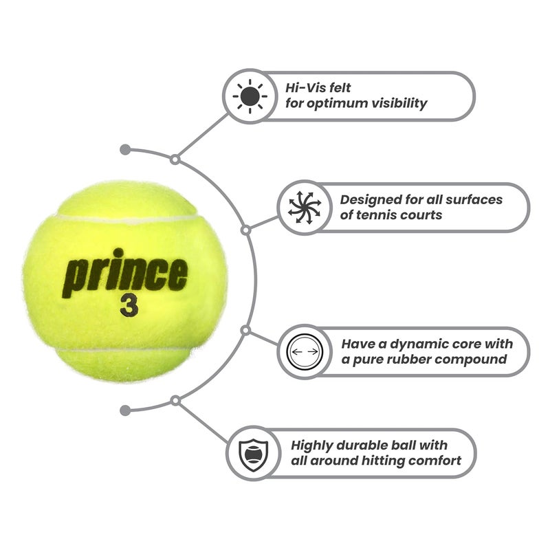 Prince كرة تنس تشامب إكسترا ديوتي 3B - عبوة من 3 (صفراء) - Image 4