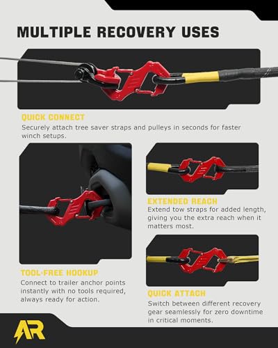 AUTORICH 3/8" S Tow Hook, G80 Steel Quick Winch Shackle 33,000Lbs Break Strength, Heavy Duty Off-Road Recovery Connect Hook for SUV, Truck, Trailer & Towing Applications, Red - Image 3